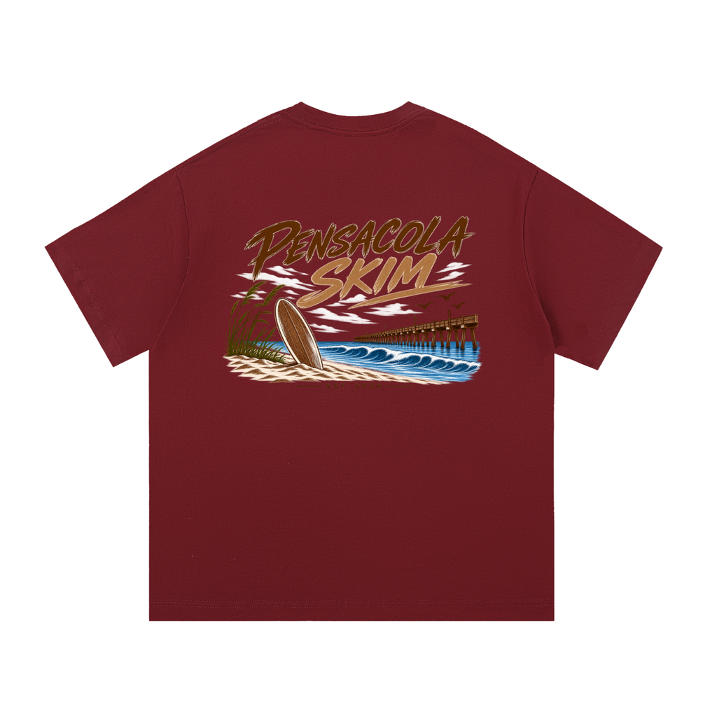 Pensacola Skim Neutral Color Logo Graphic Classic Fit Cotton T-Shirt