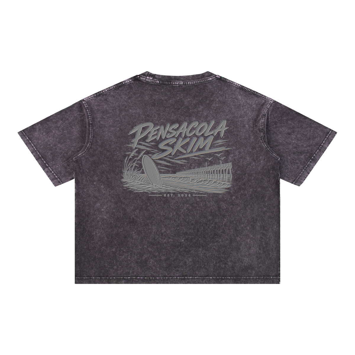 Pensacola Skim Silver Graphic Mineral Wash Boxy Cotton T-Shirt