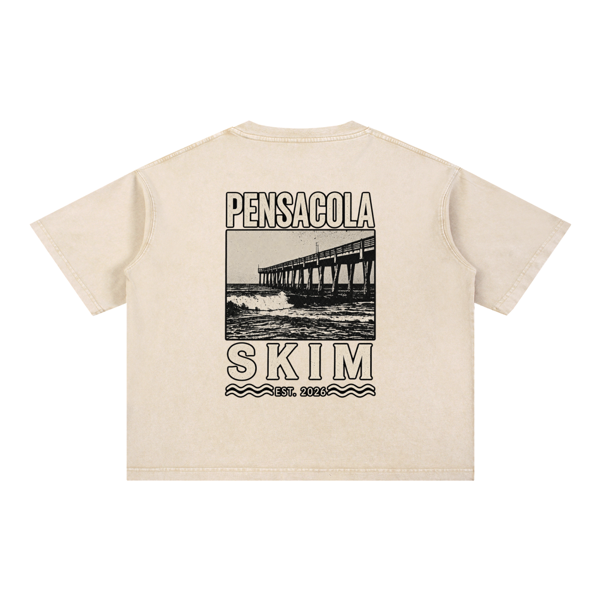 Pensacola Skim Pier Graphic Mineral Wash Boxy Cotton T-Shirt