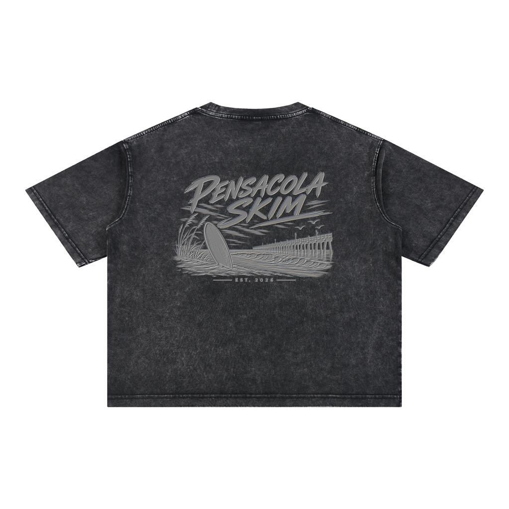 Pensacola Skim Silver Graphic Mineral Wash Boxy Cotton T-Shirt