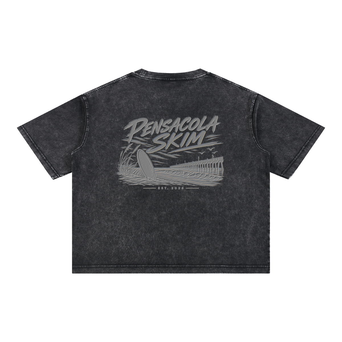 Pensacola Skim Silver Graphic Mineral Wash Boxy Cotton T-Shirt