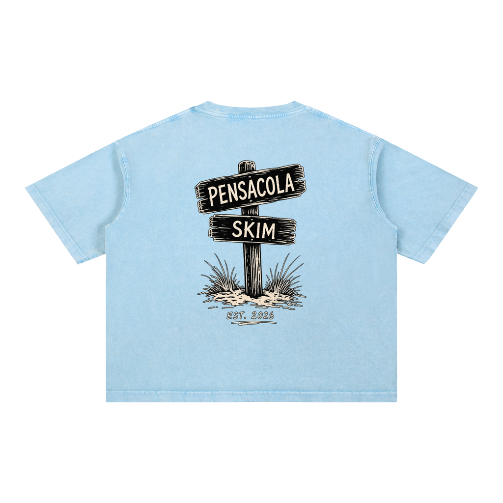 Pensacola Skim Sign Graphic Mineral Wash Boxy Cotton T-Shirt