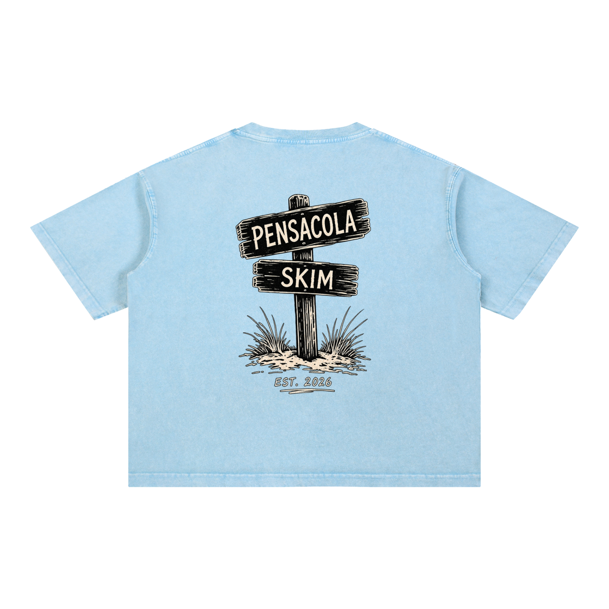 Pensacola Skim Sign Graphic Mineral Wash Boxy Cotton T-Shirt