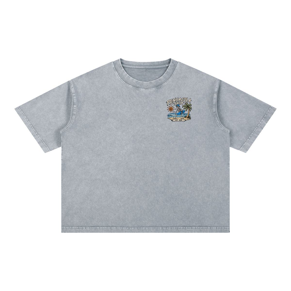 Pensacola Skim Skelton Graphic Mineral Wash Boxy Cotton T-Shirt
