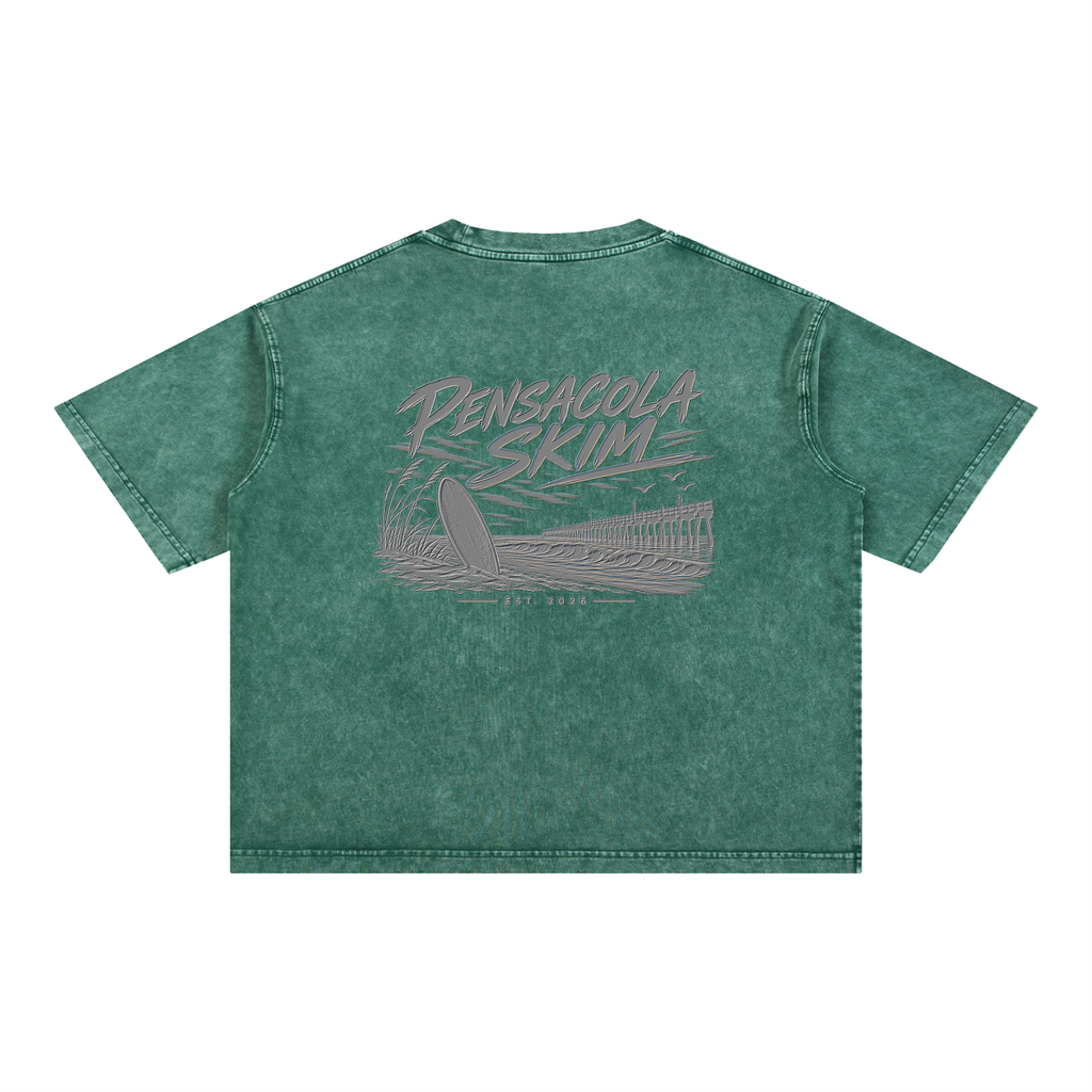 Pensacola Skim Silver Graphic Mineral Wash Boxy Cotton T-Shirt