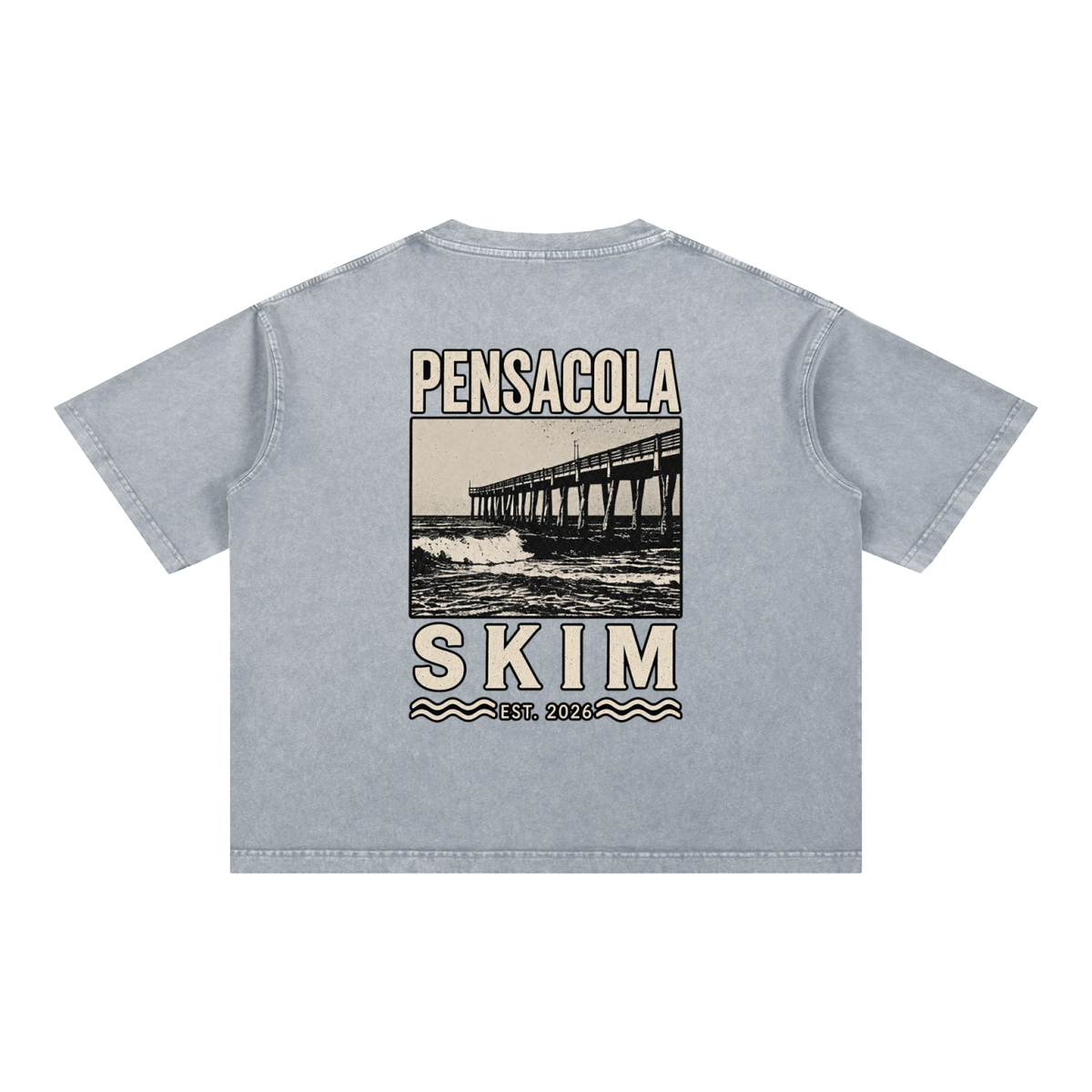 Pensacola Skim Pier Graphic Mineral Wash Boxy Cotton T-Shirt