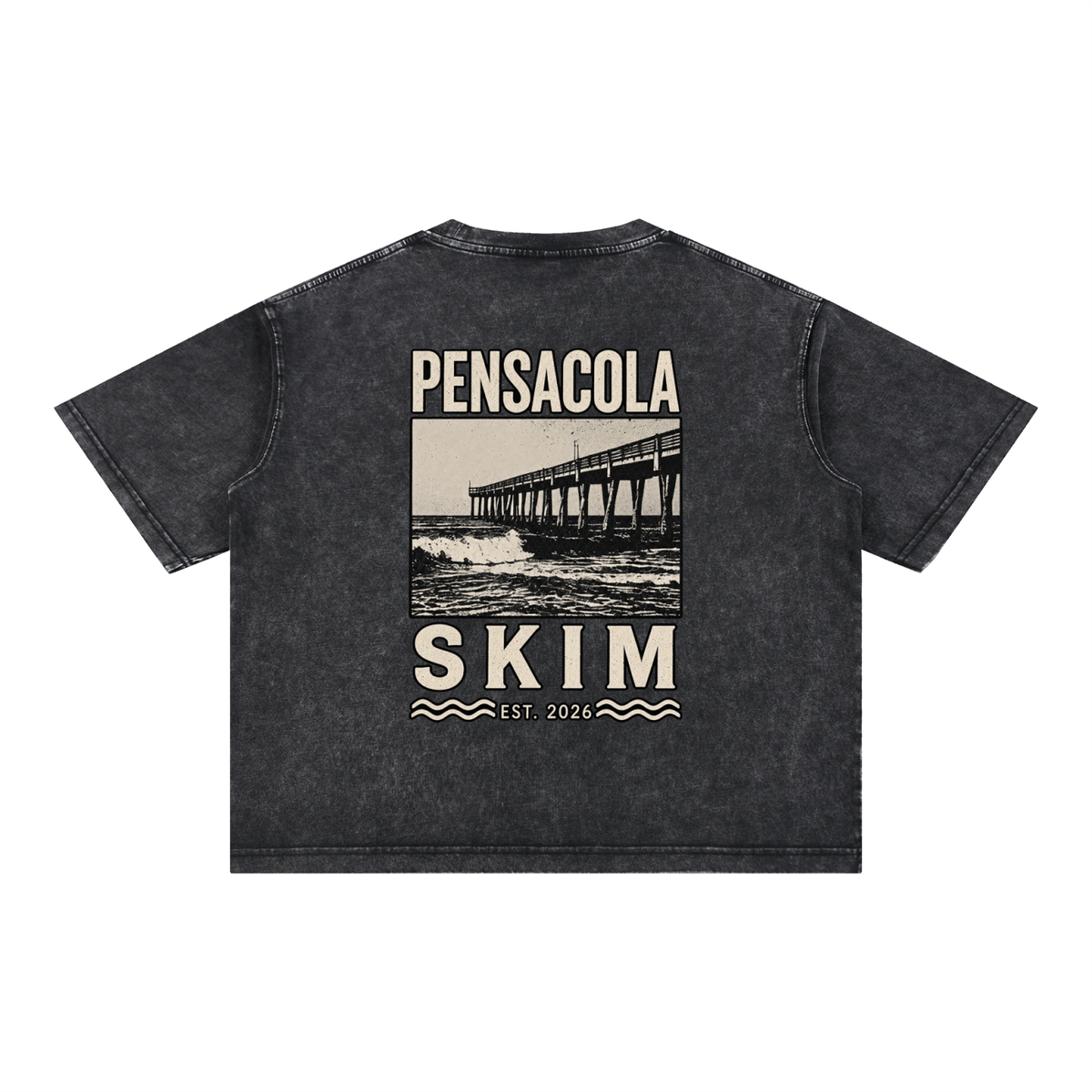Pensacola Skim Pier Graphic Mineral Wash Boxy Cotton T-Shirt