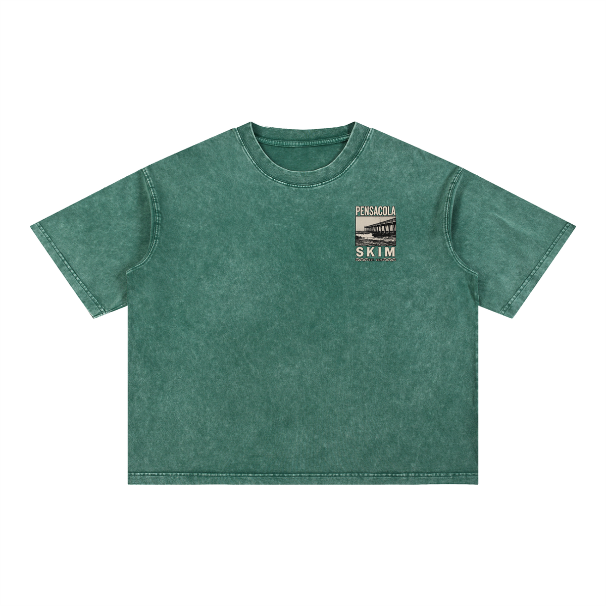 Pensacola Skim Pier Graphic Mineral Wash Boxy Cotton T-Shirt