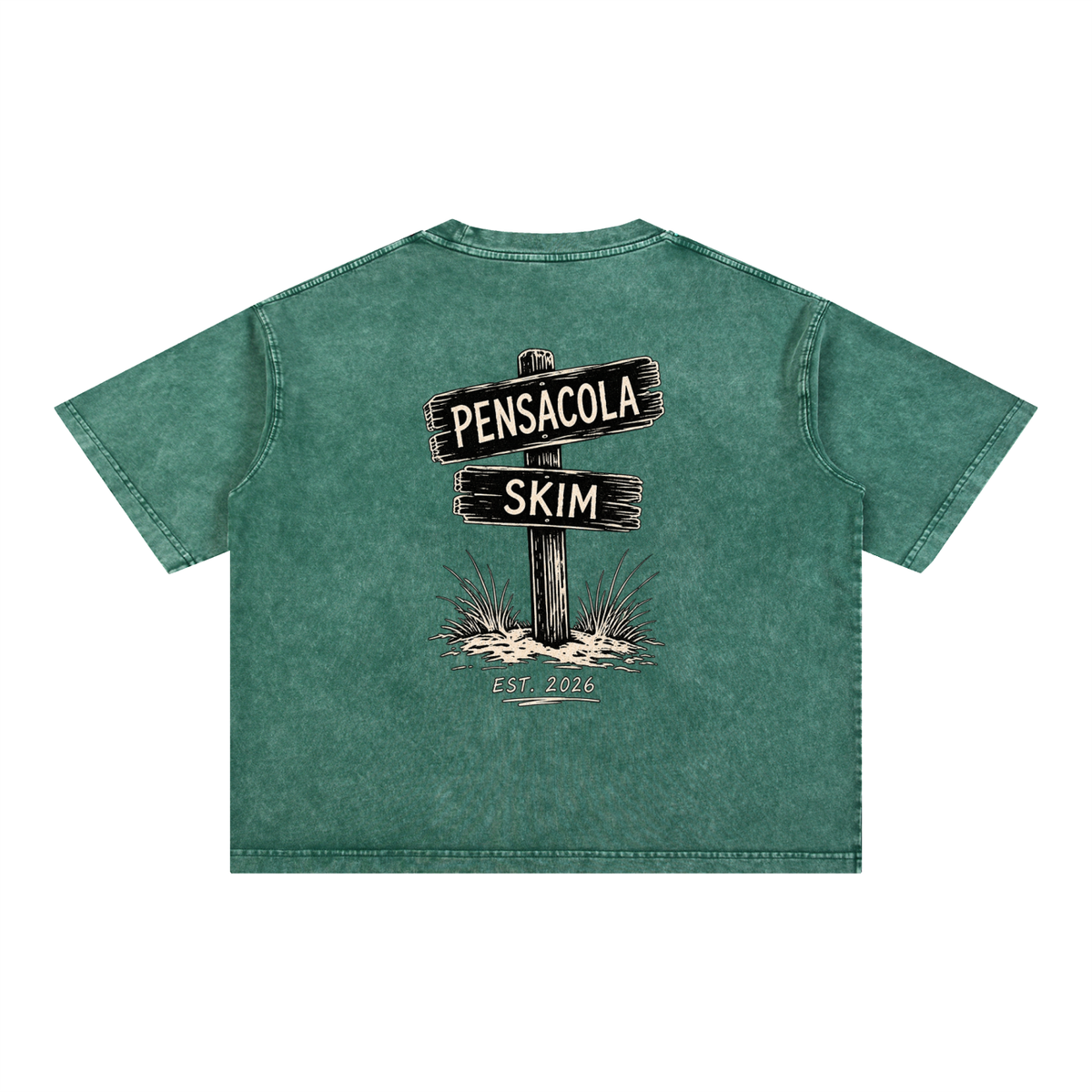 Pensacola Skim Sign Graphic Mineral Wash Boxy Cotton T-Shirt