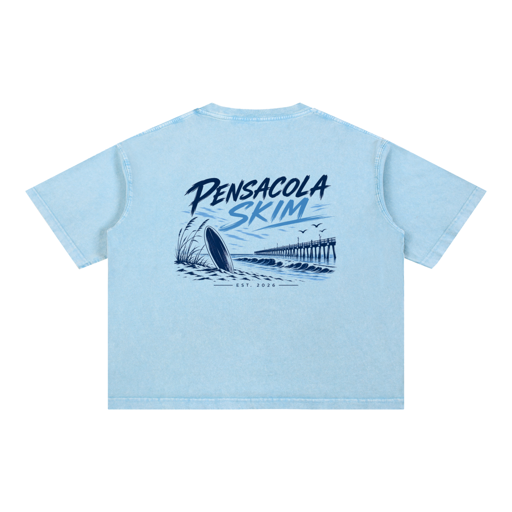 Pensacola Skim Original Logo Graphic Mineral Wash Boxy Cotton T-Shirt