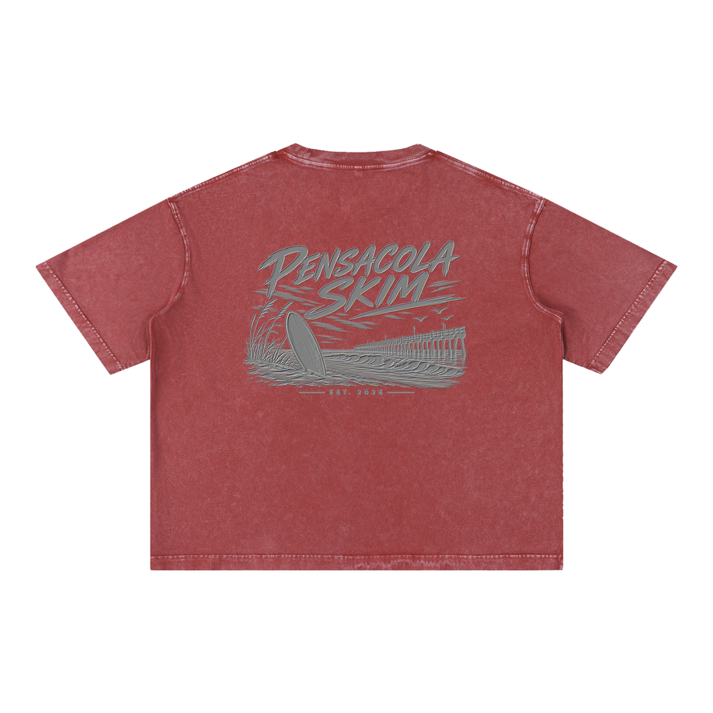 Pensacola Skim Silver Graphic Mineral Wash Boxy Cotton T-Shirt