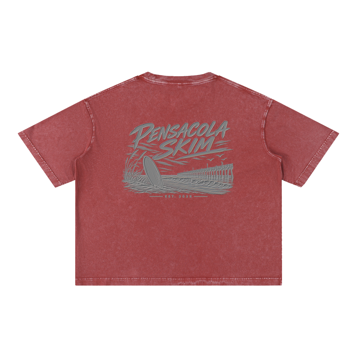 Pensacola Skim Silver Graphic Mineral Wash Boxy Cotton T-Shirt