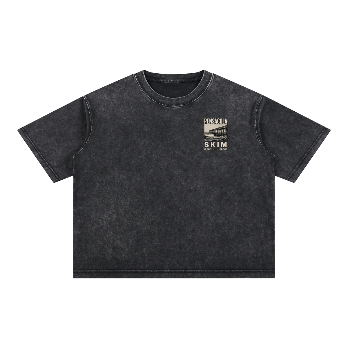 Pensacola Skim Pier Graphic Mineral Wash Boxy Cotton T-Shirt