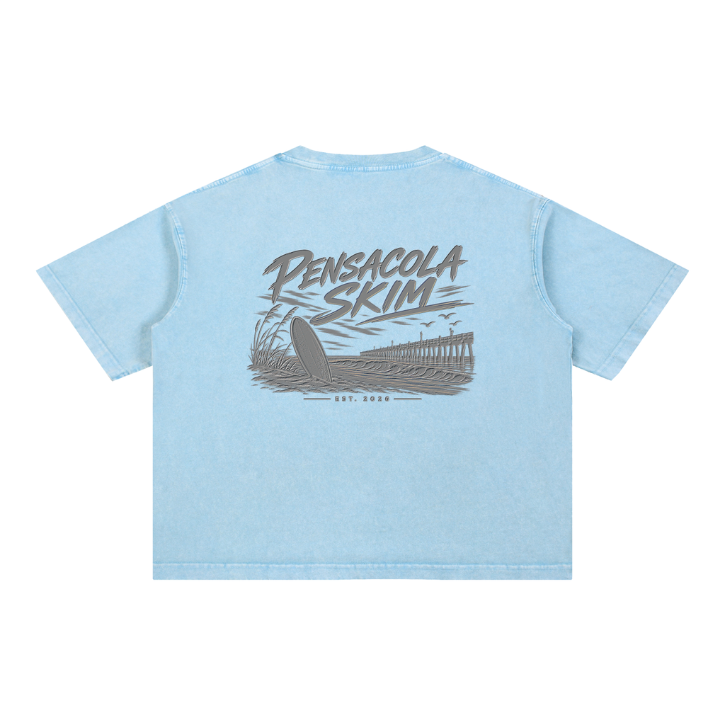Pensacola Skim Silver Graphic Mineral Wash Boxy Cotton T-Shirt