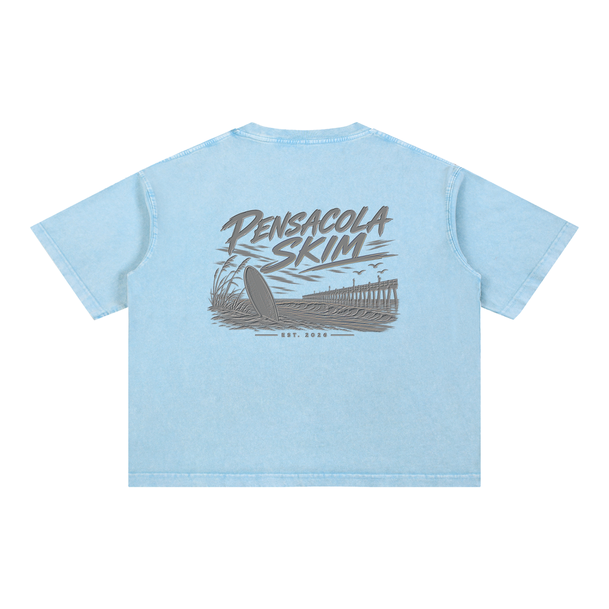 Pensacola Skim Silver Graphic Mineral Wash Boxy Cotton T-Shirt