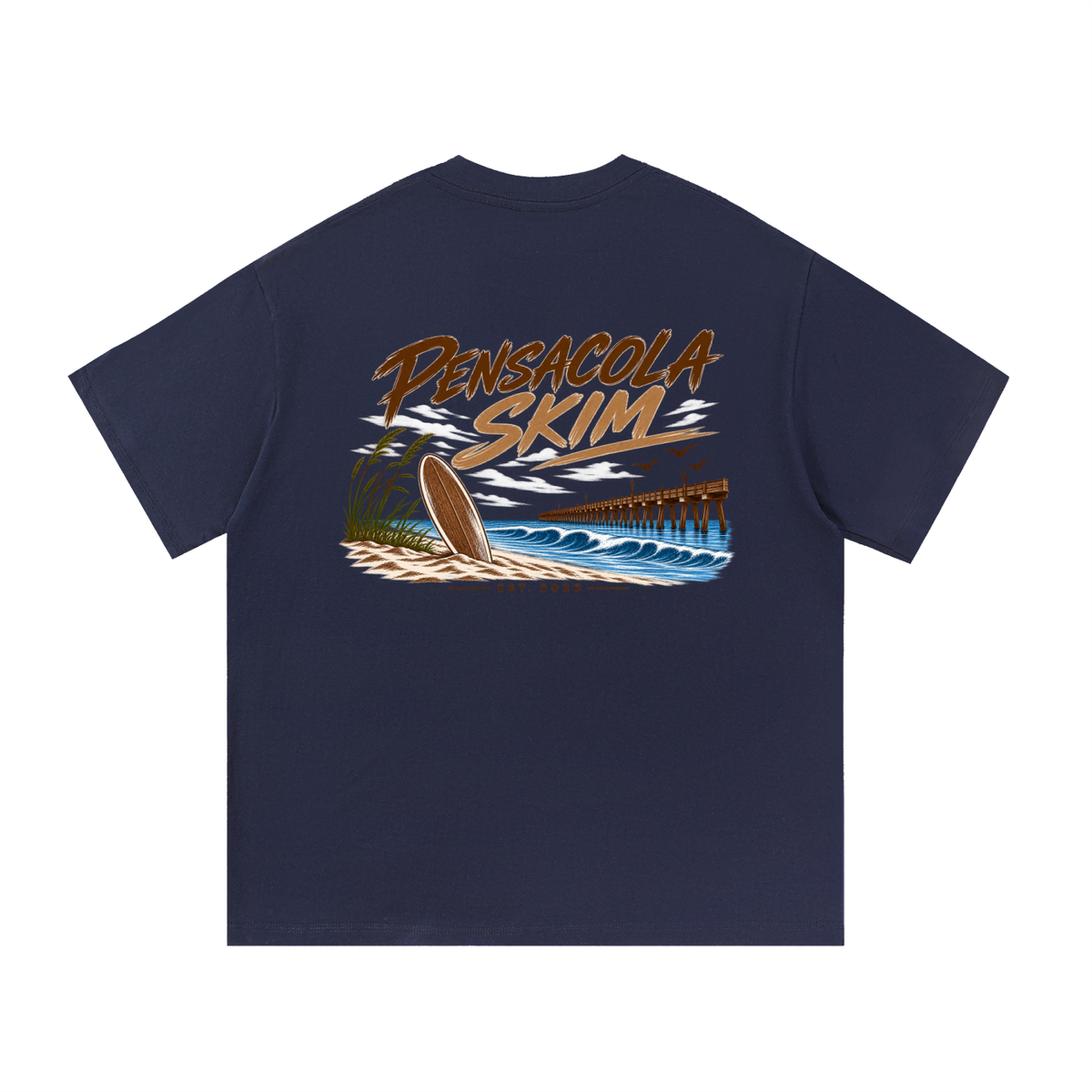 Pensacola Skim Neutral Color Logo Graphic Classic Fit Cotton T-Shirt