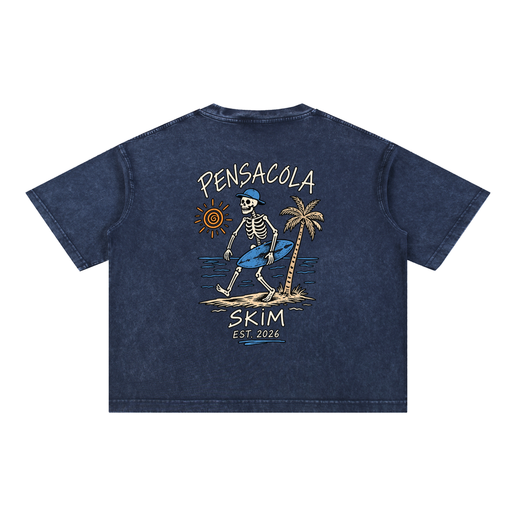 Pensacola Skim Skelton Graphic Mineral Wash Boxy Cotton T-Shirt