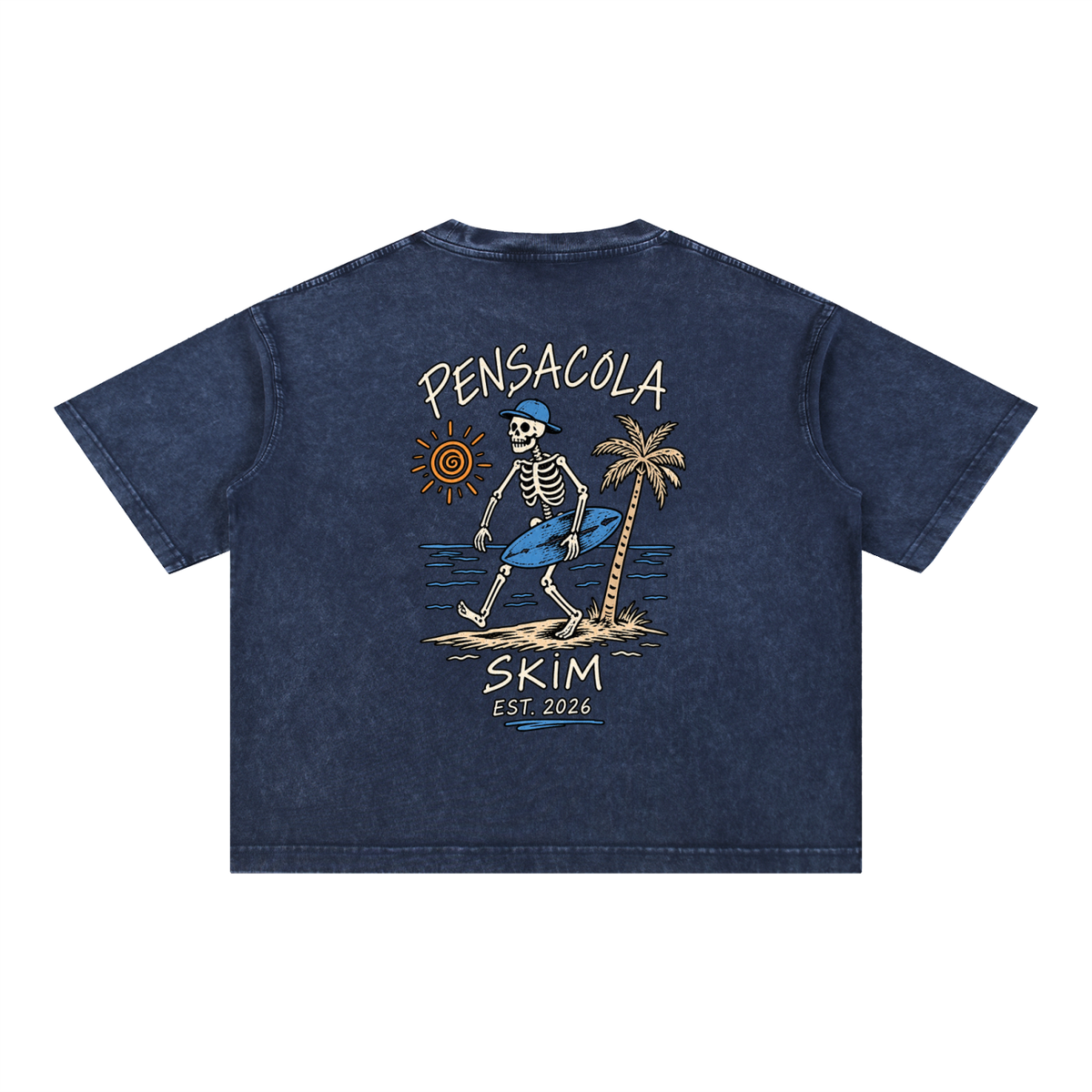 Pensacola Skim Skelton Graphic Mineral Wash Boxy Cotton T-Shirt
