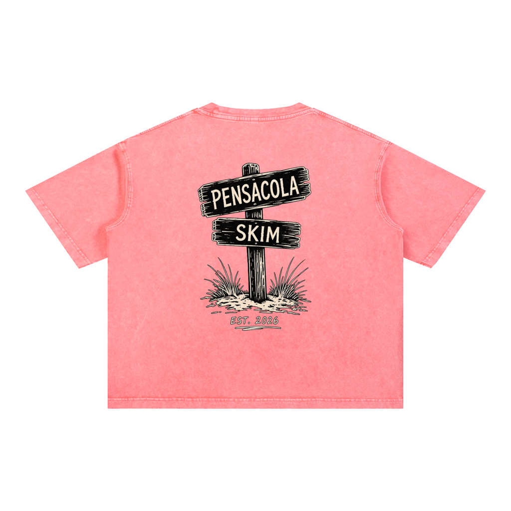 Pensacola Skim Sign Graphic Mineral Wash Boxy Cotton T-Shirt