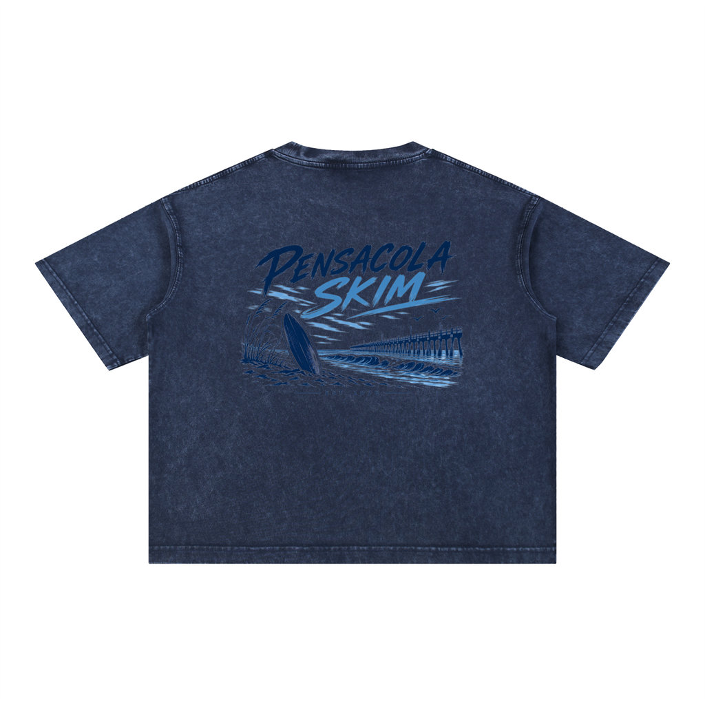 Pensacola Skim Original Logo Graphic Mineral Wash Boxy Cotton T-Shirt