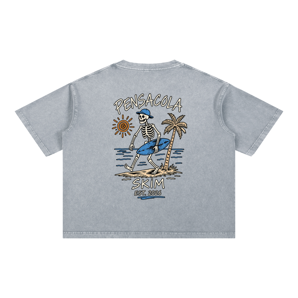 Pensacola Skim Skelton Graphic Mineral Wash Boxy Cotton T-Shirt