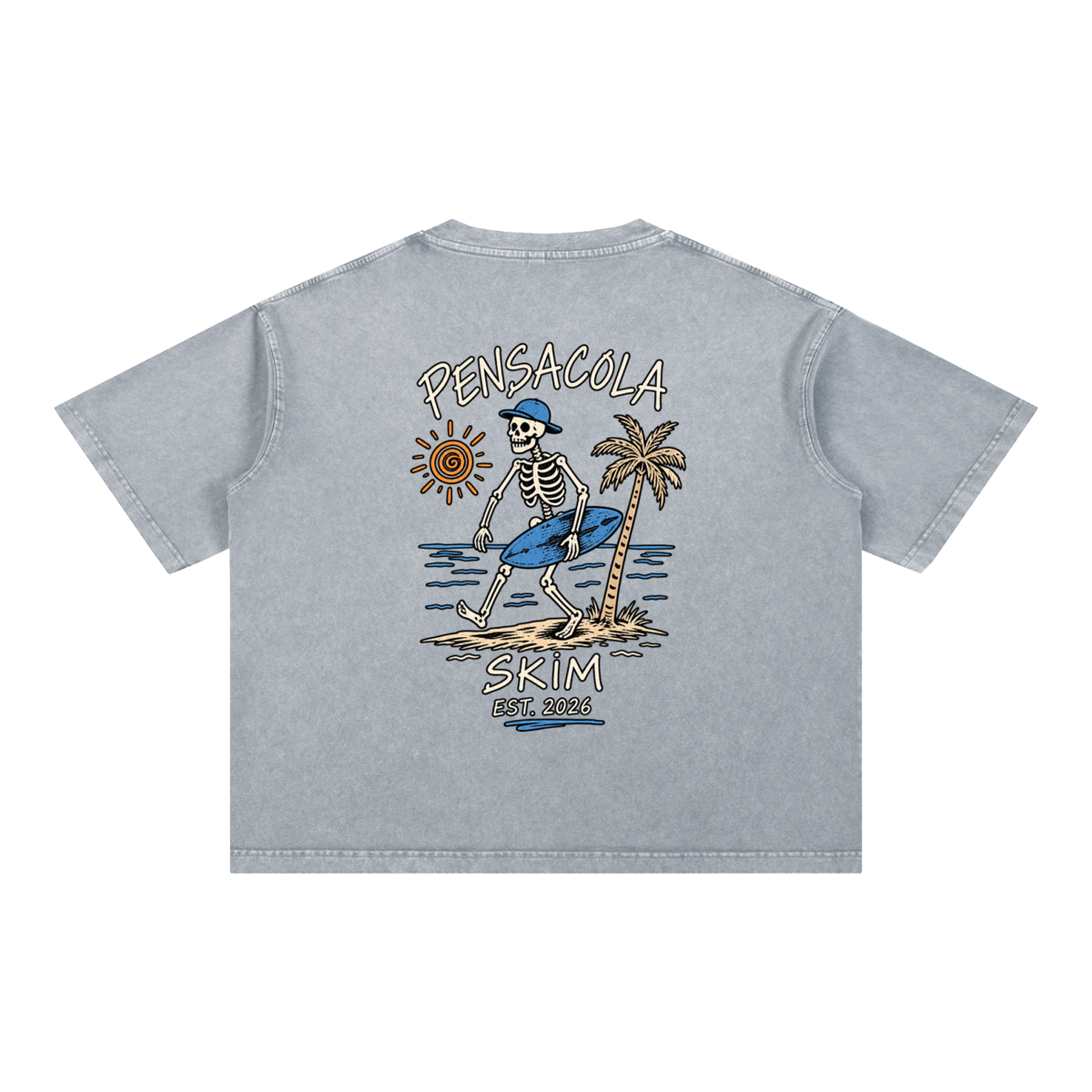 Pensacola Skim Skelton Graphic Mineral Wash Boxy Cotton T-Shirt