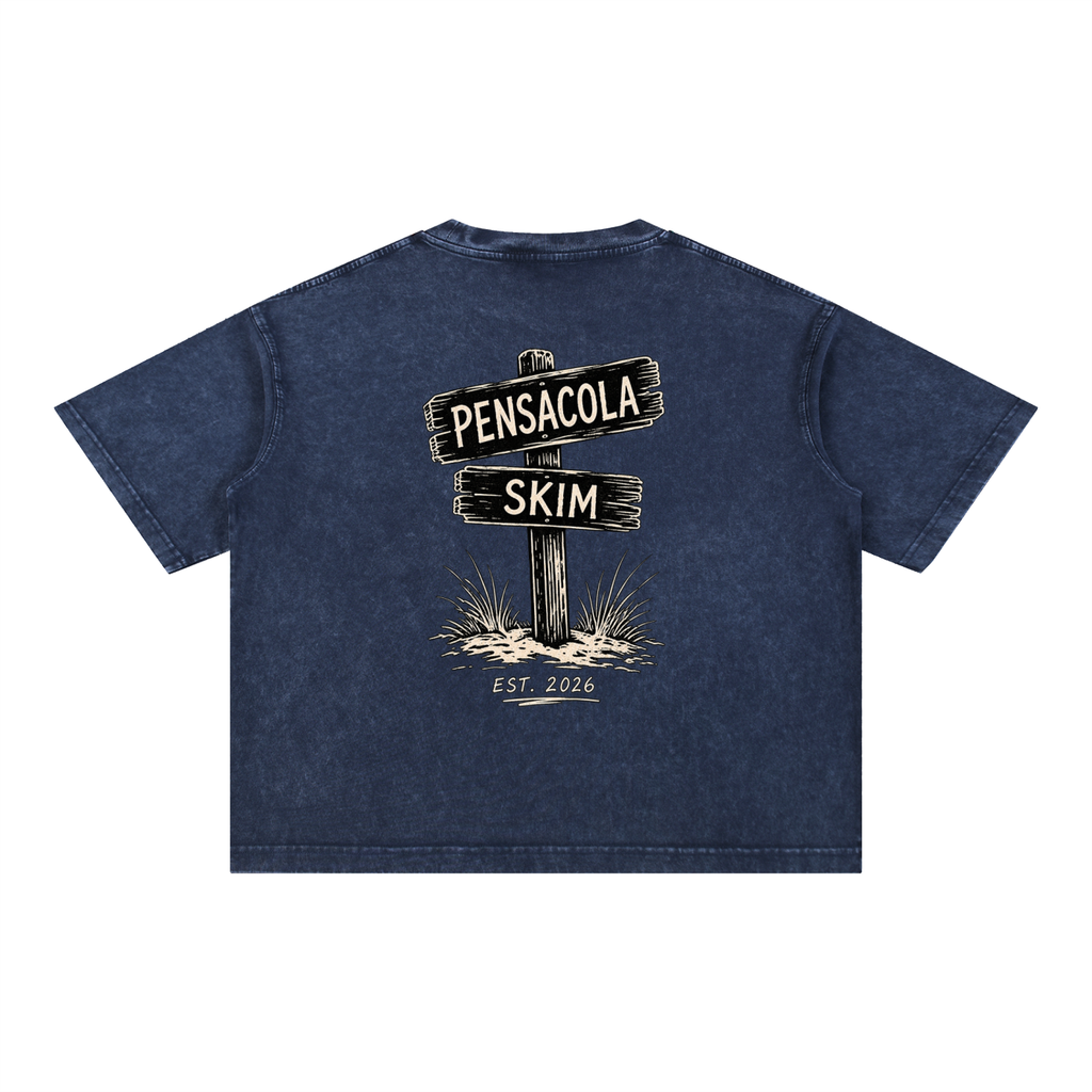 Pensacola Skim Sign Graphic Mineral Wash Boxy Cotton T-Shirt