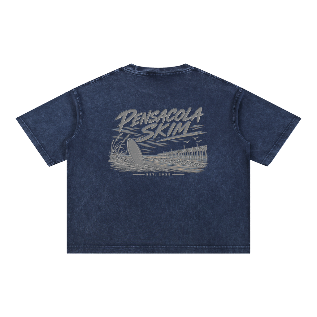 Pensacola Skim Silver Graphic Mineral Wash Boxy Cotton T-Shirt