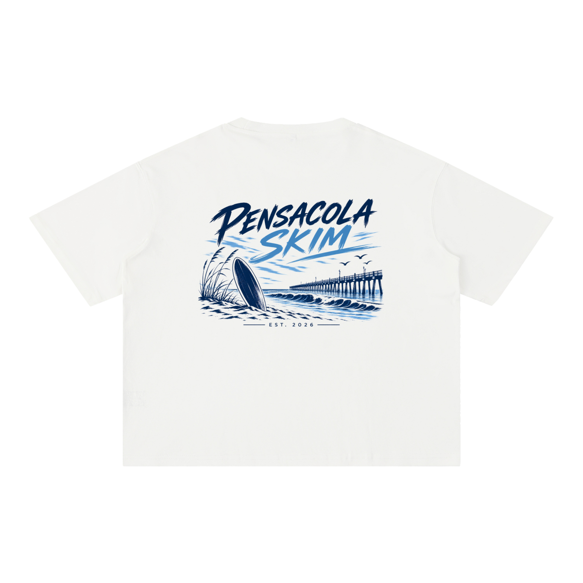 Pensacola Skim Original Logo Graphic Mineral Wash Boxy Cotton T-Shirt