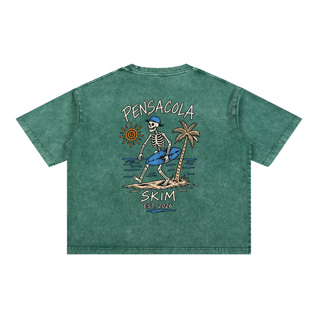 Pensacola Skim Skelton Graphic Mineral Wash Boxy Cotton T-Shirt