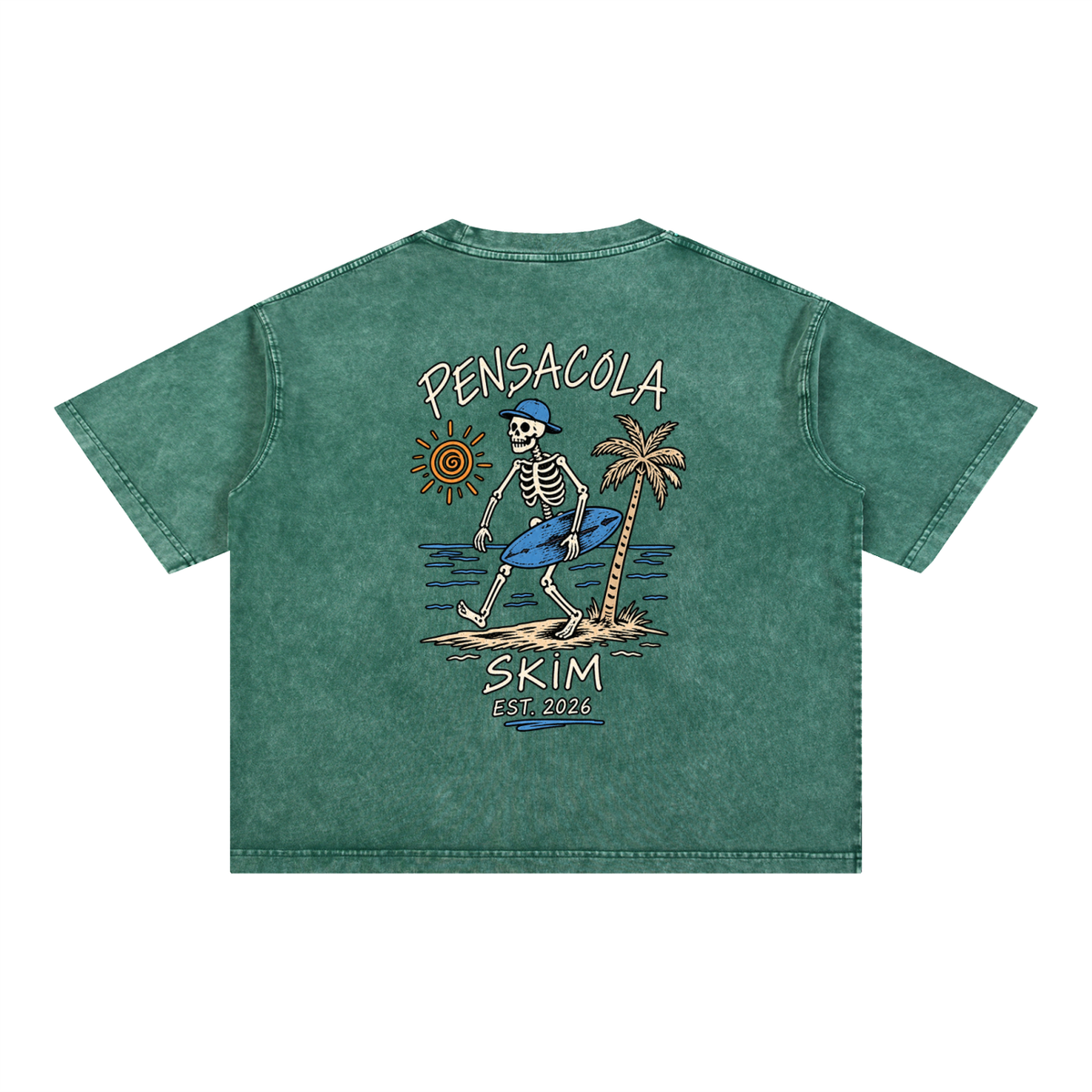 Pensacola Skim Skelton Graphic Mineral Wash Boxy Cotton T-Shirt