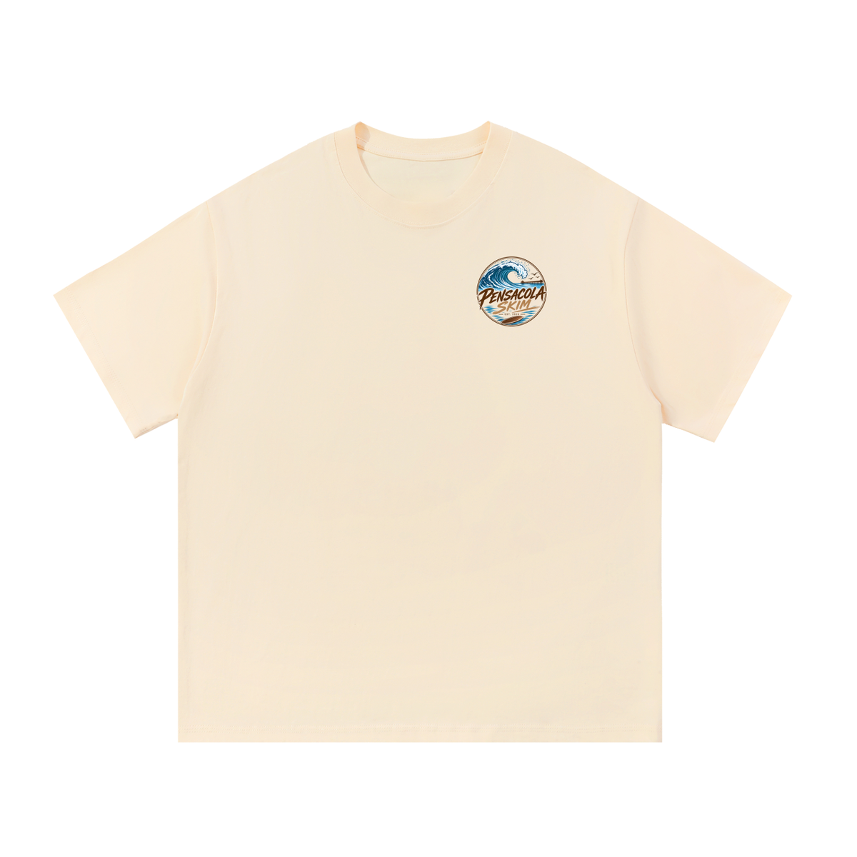 Pensacola Skim Neutral Color Logo Graphic Classic Fit Cotton T-Shirt