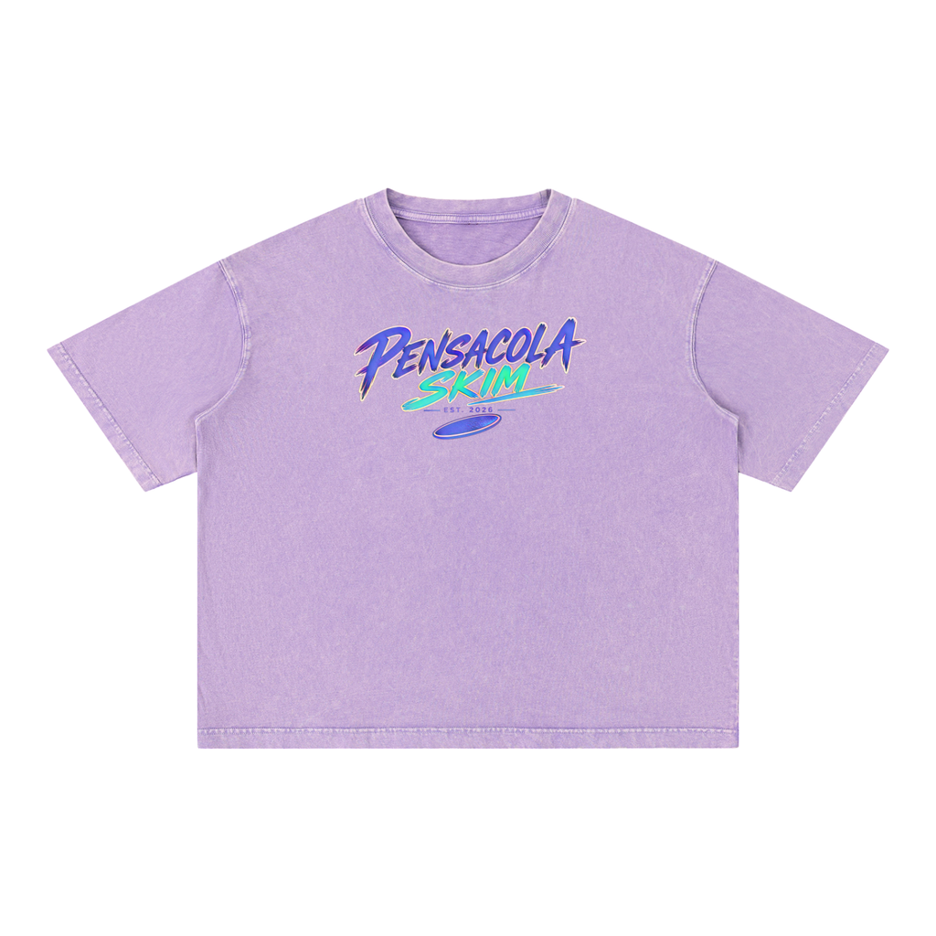 Pensacola Skim Abstract Center Graphic Mineral Wash Boxy Cotton T-Shirt
