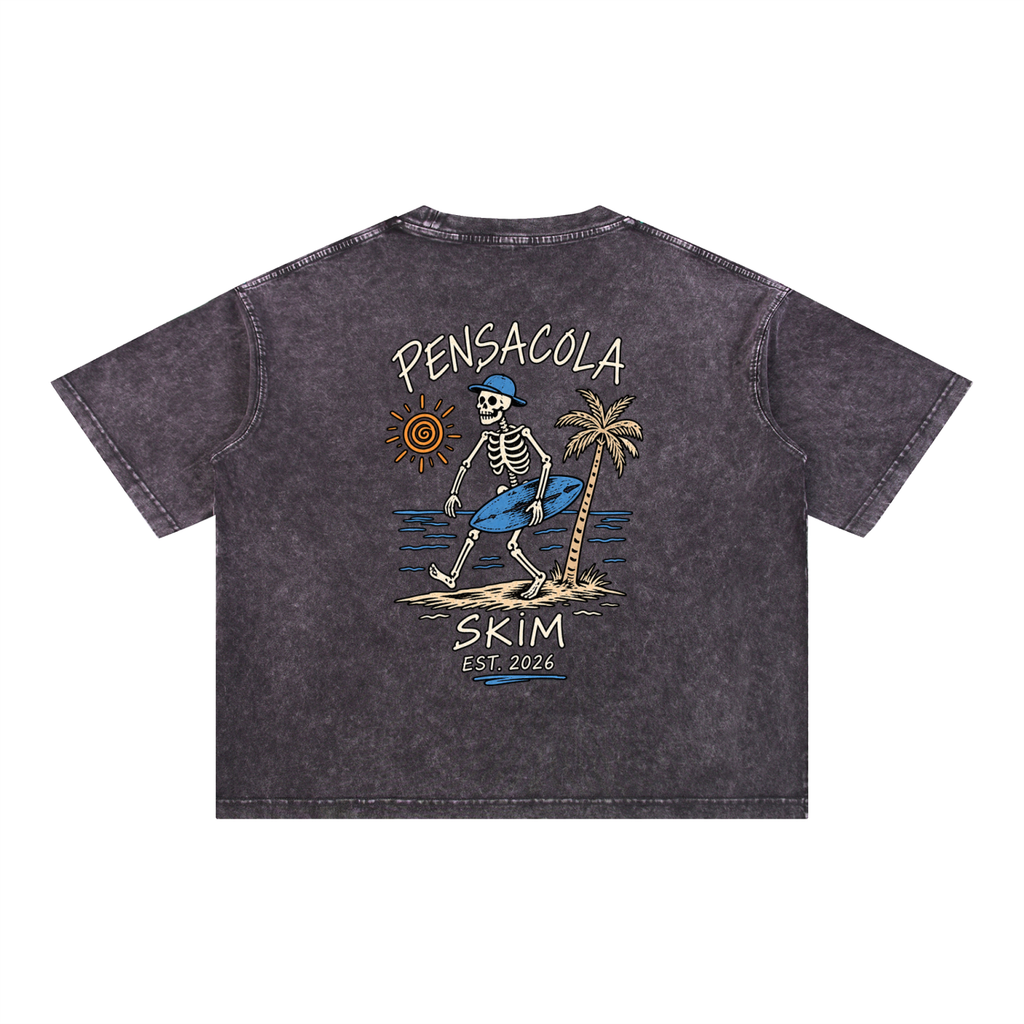 Pensacola Skim Skelton Graphic Mineral Wash Boxy Cotton T-Shirt