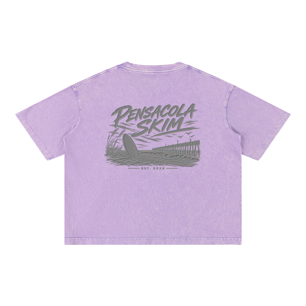 Pensacola Skim Silver Graphic Mineral Wash Boxy Cotton T-Shirt