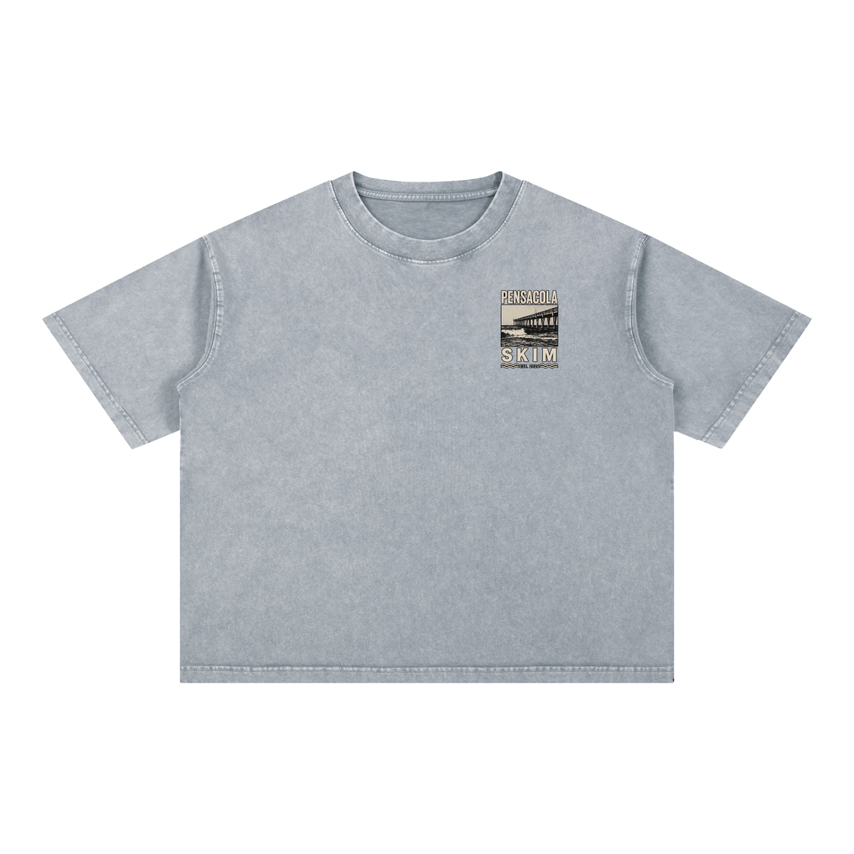 Pensacola Skim Pier Graphic Mineral Wash Boxy Cotton T-Shirt