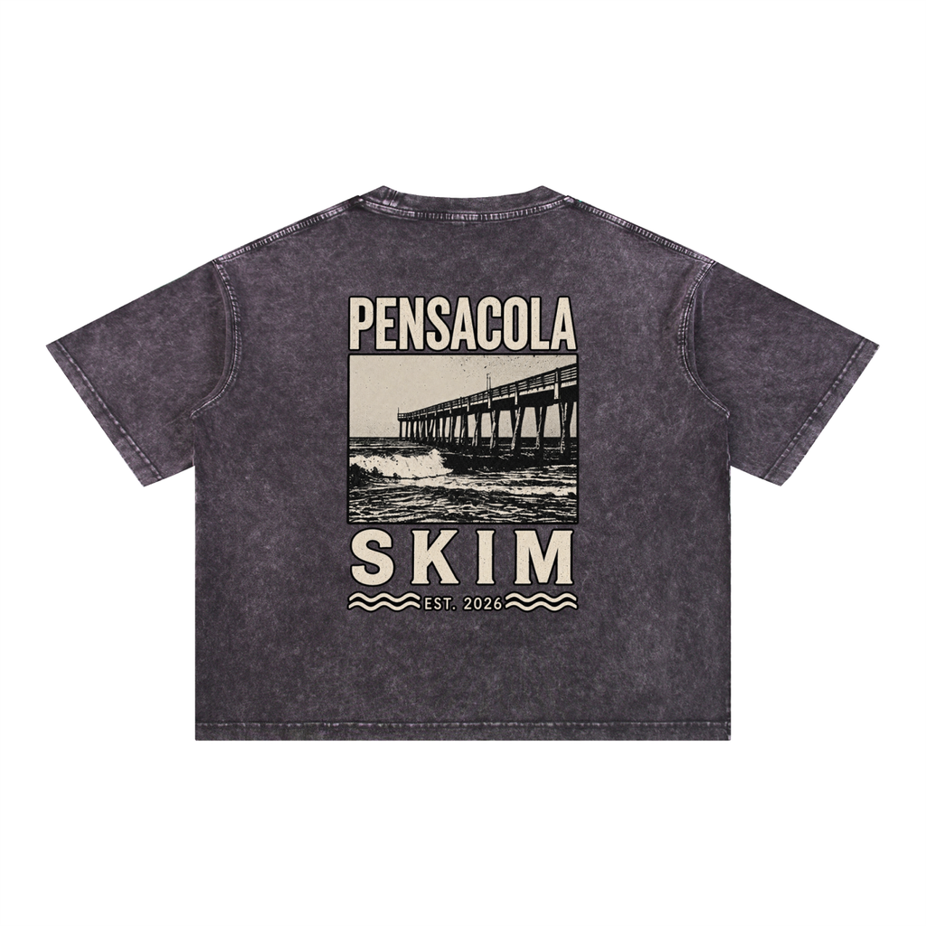 Pensacola Skim Pier Graphic Mineral Wash Boxy Cotton T-Shirt