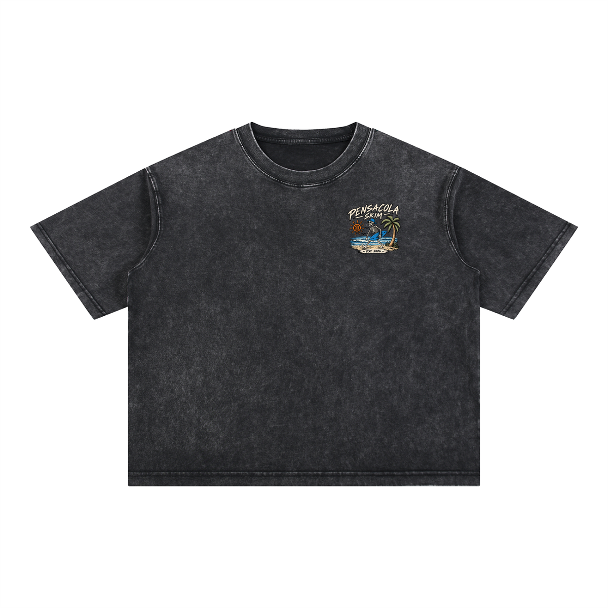 Pensacola Skim Skelton Graphic Mineral Wash Boxy Cotton T-Shirt