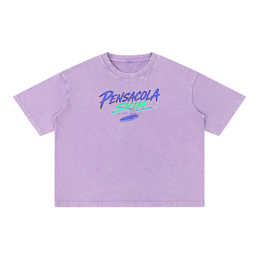Pensacola Skim Abstract Center Graphic Mineral Wash Boxy Cotton T-Shirt