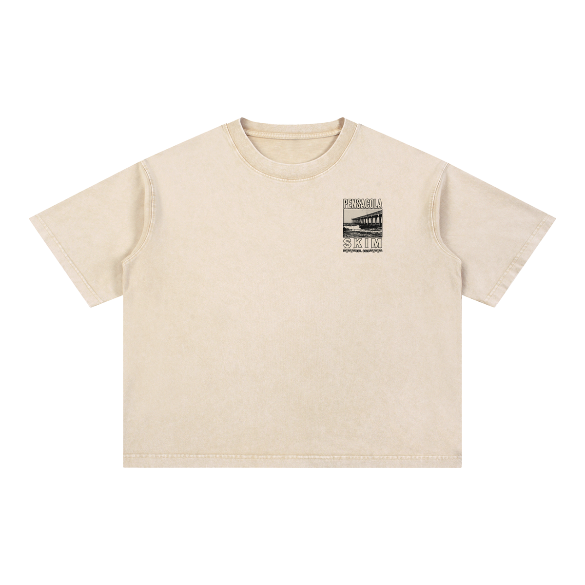 Pensacola Skim Pier Graphic Mineral Wash Boxy Cotton T-Shirt