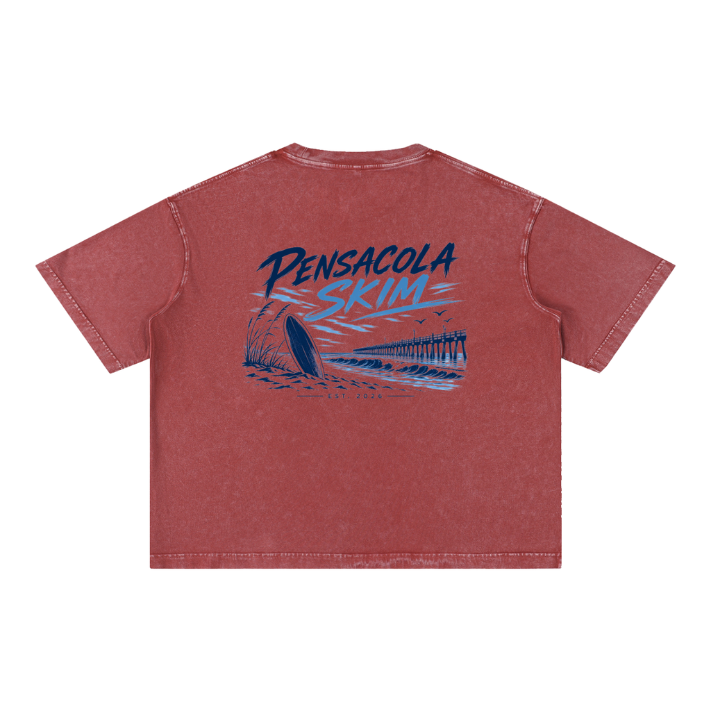 Pensacola Skim Original Logo Graphic Mineral Wash Boxy Cotton T-Shirt
